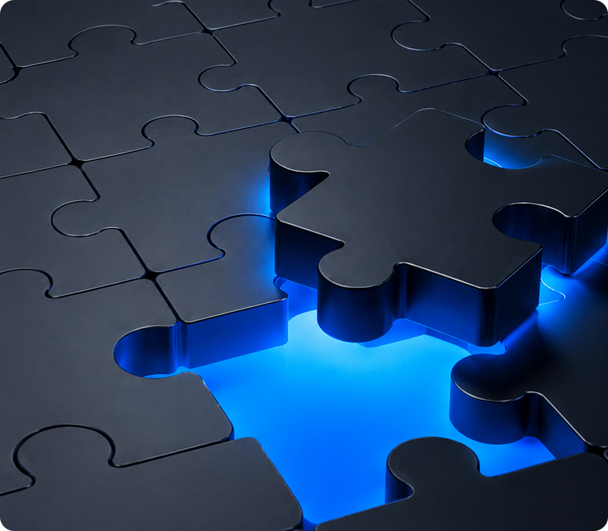Creative puzzle pieces coming together